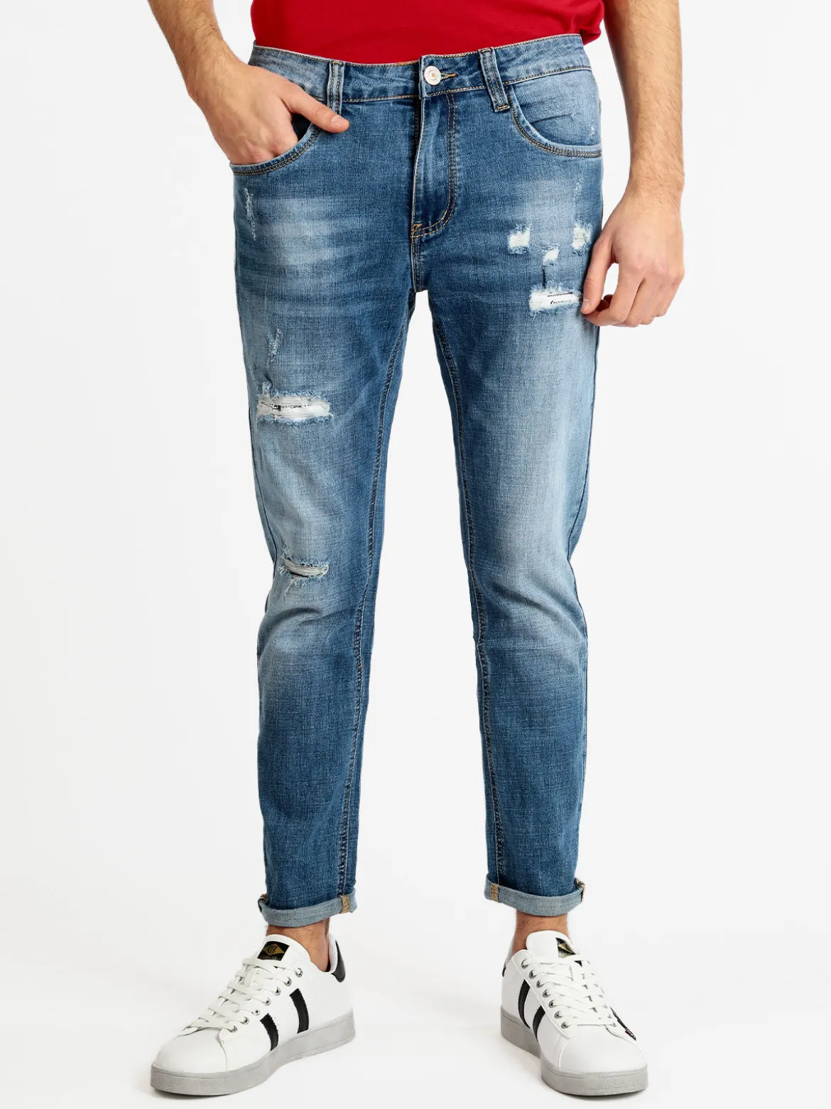 Max Tre Jeans con strappi da uomo
