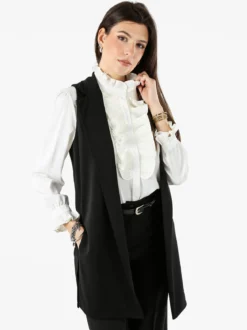 Maya Gilet lungo da donna con spacchi profondi - nero