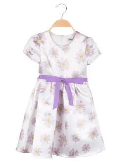 Melany Rose Abito elegante a maniche corte da bambina con stampa fiori