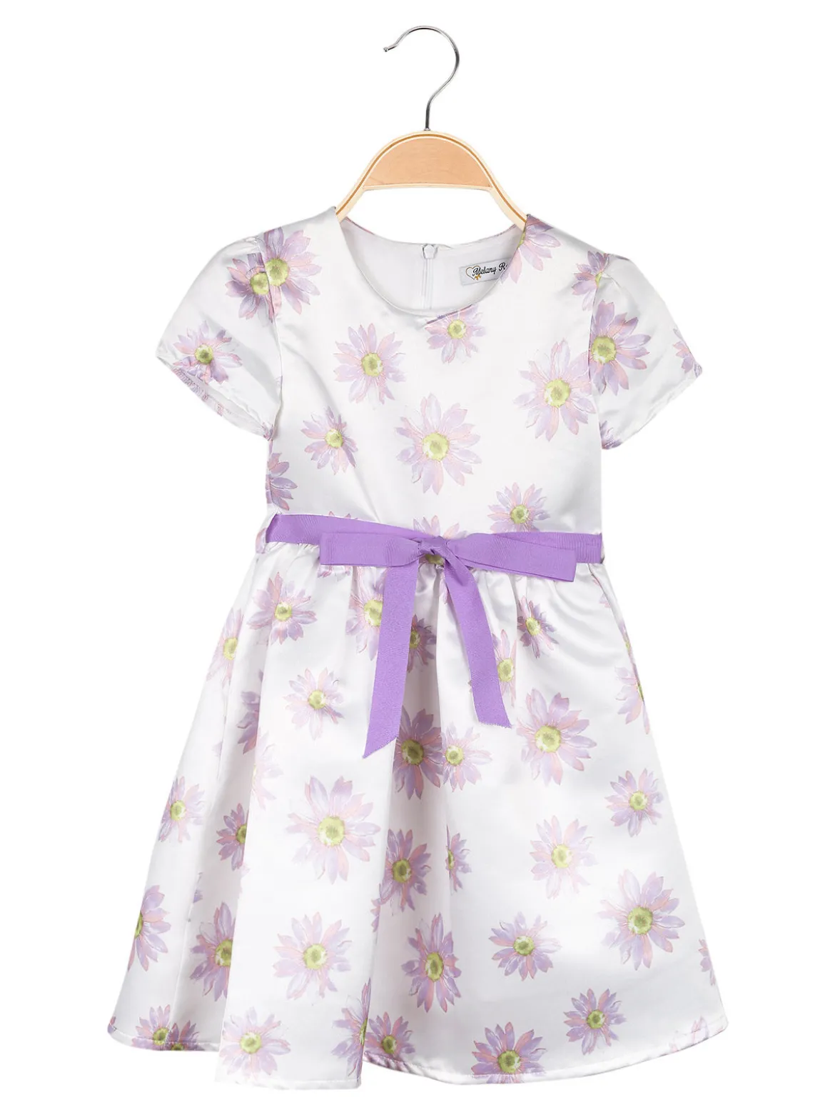 Melany Rose Abito elegante a maniche corte da bambina con stampa fiori