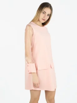 Melitea Abito girocollo da donna con maniche in tulle
