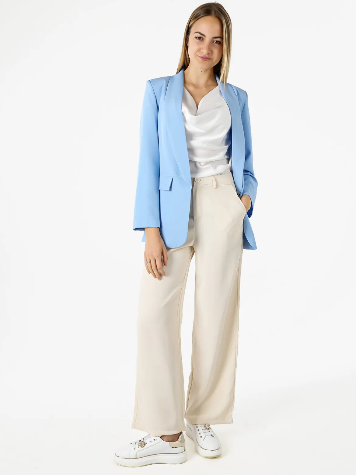 Melitea Blazer donna aperto - azzurro