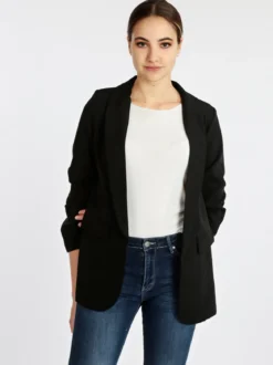 Melitea Blazer donna aperto con maniche arricciate