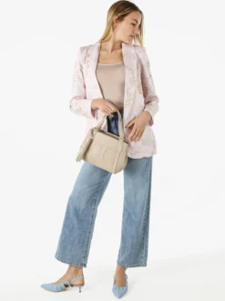 Melitea Blazer donna aperto con ricami floreali - rosa