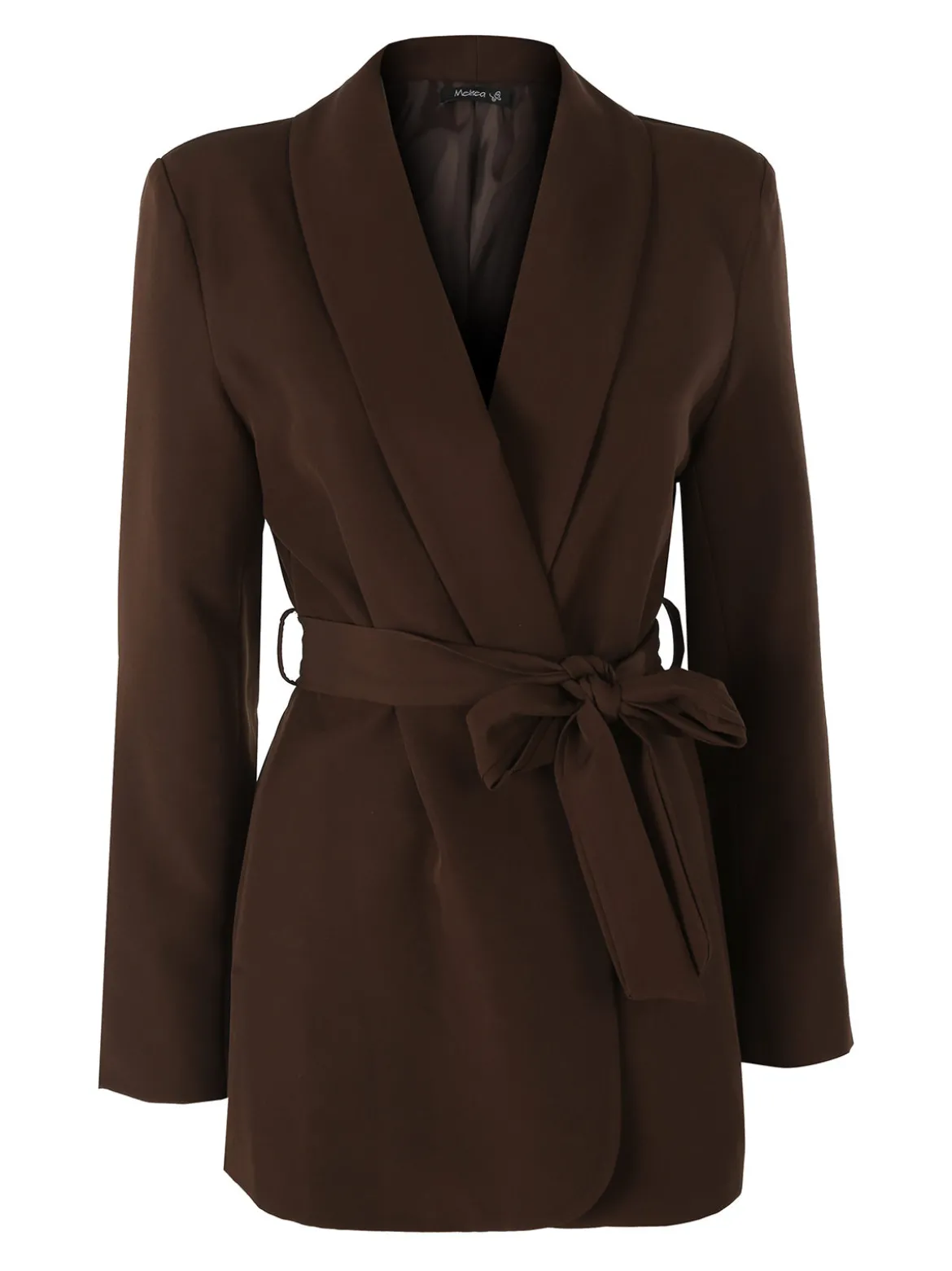 Melitea Blazer donna con spalline imbottite e fusciacca in vita - moro