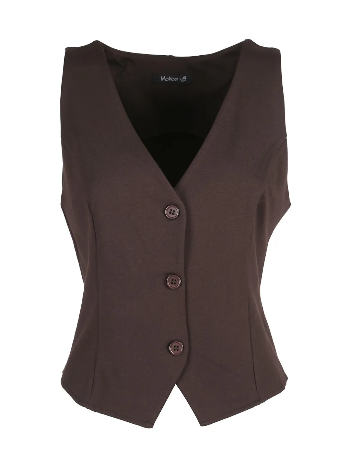 Melitea Gilet donna monocolore con bottoni - moro