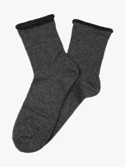 Meritex Calze corte donna in caldo cotone con bordo lurex - grigio scuro