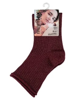 Meritex Calze corte lurex da donna - bordeaux