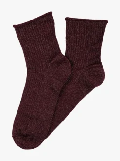Meritex Calze corte lurex da donna - bordeaux