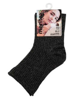 Meritex Calze corte lurex da donna - nero