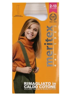 Meritex Collant da bambina in maglia caldo cotone - panna