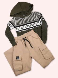 Mg Fashion Studio Pantaloni da ragazzo cargo con interno in pile - khaki
