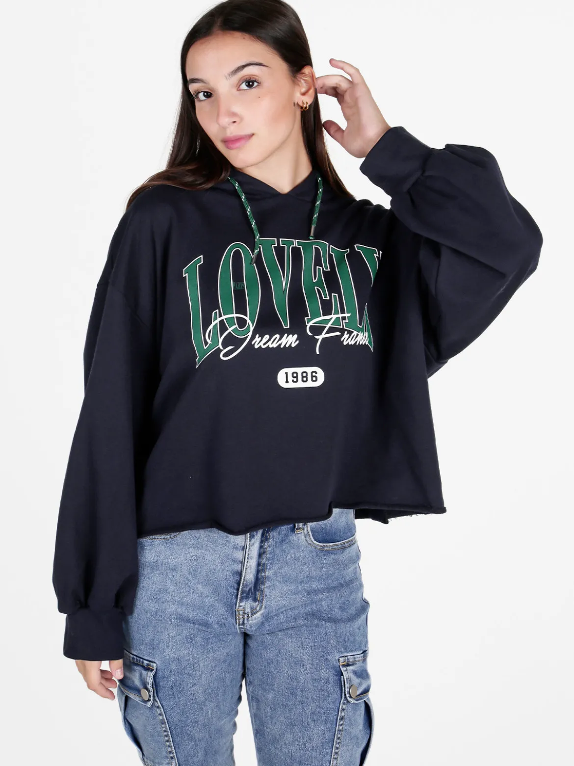 Miho'S Felpa donna oversize con cappuccio