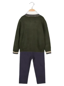 Milk Pub Completo 3 pezzi da bambino con gilet e camicia - verde