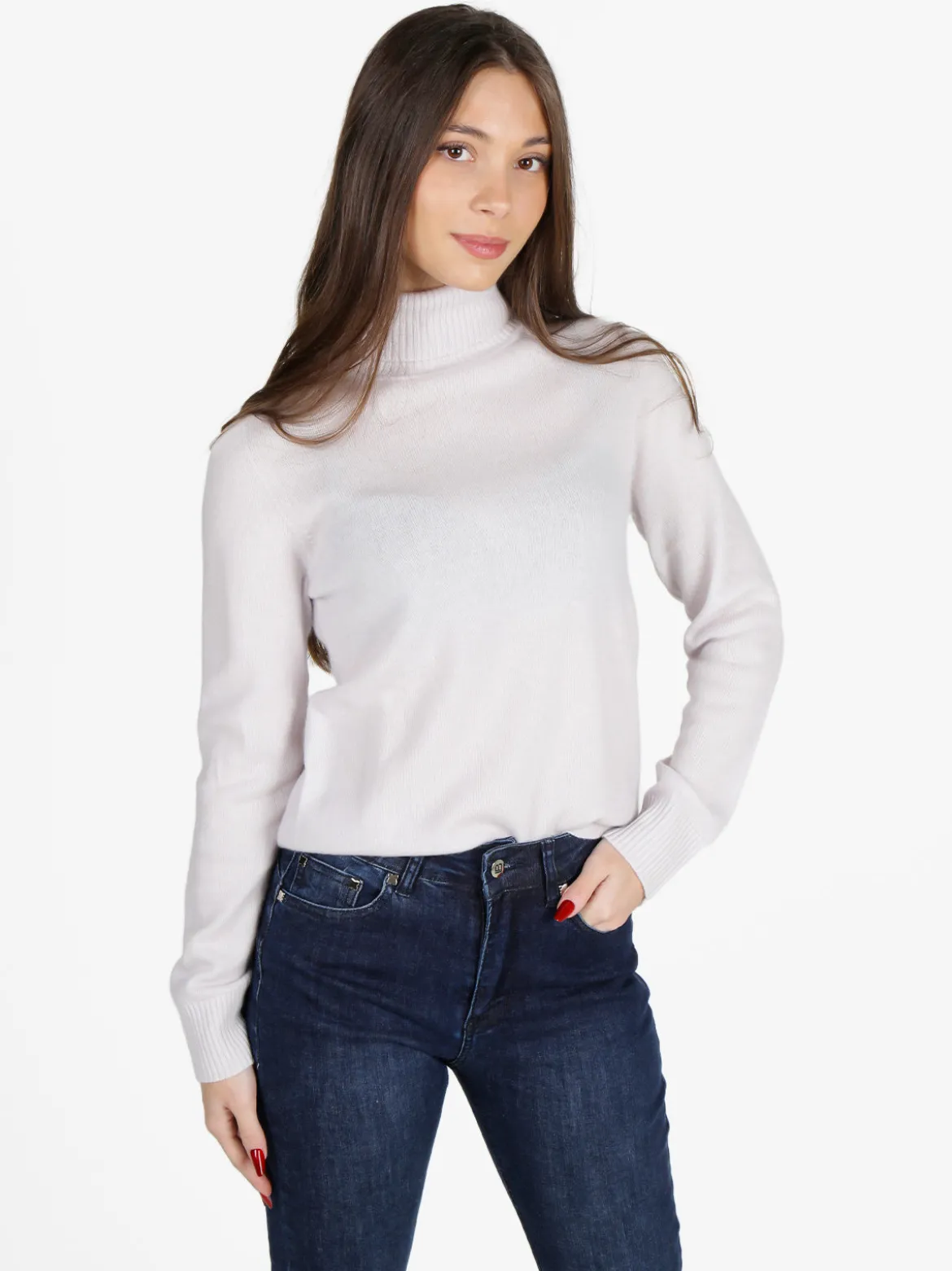 Mimoii Maglione dolcevita da donna in misto lana e cashemere