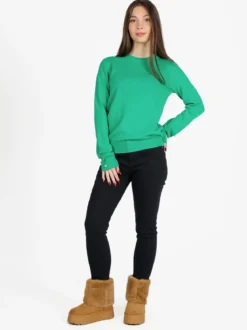 Mimoii Maglione donna in misto lana e cashemere con bottoni decorativi