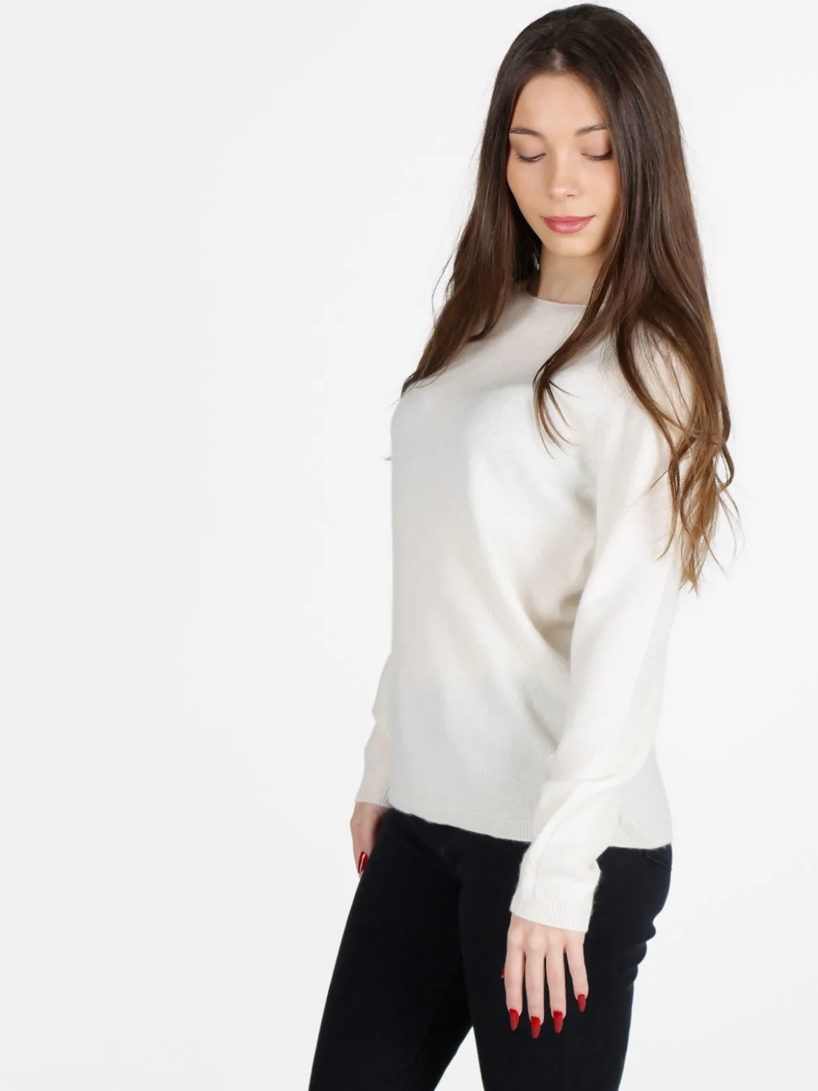 Mimoii Maglione donna tinta unita in misto lana e cashemere