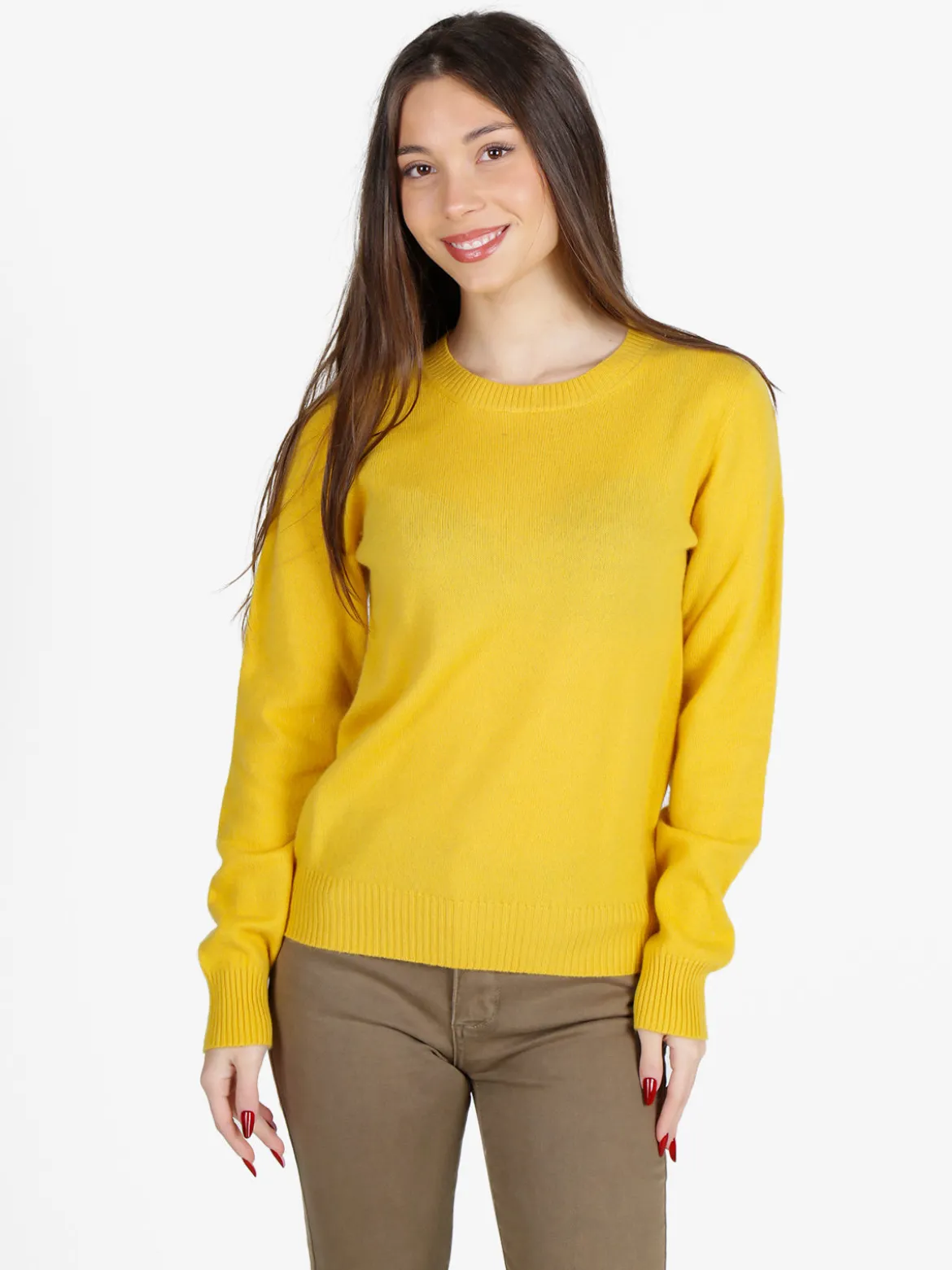 Mimoii Maglione girocollo da donna in misto lana e cashemere