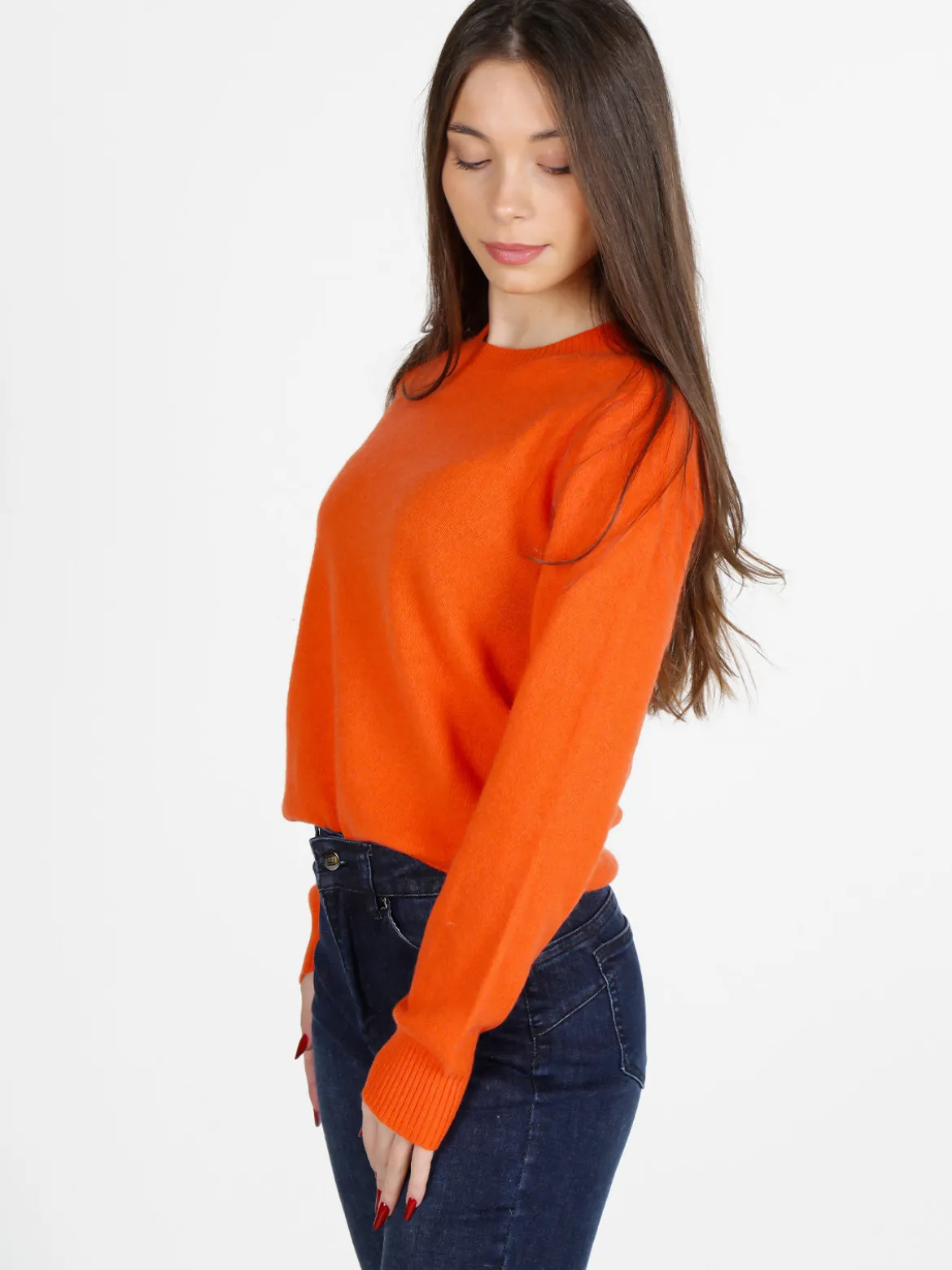 Mimoii Maglione girocollo da donna in misto lana e cashemere