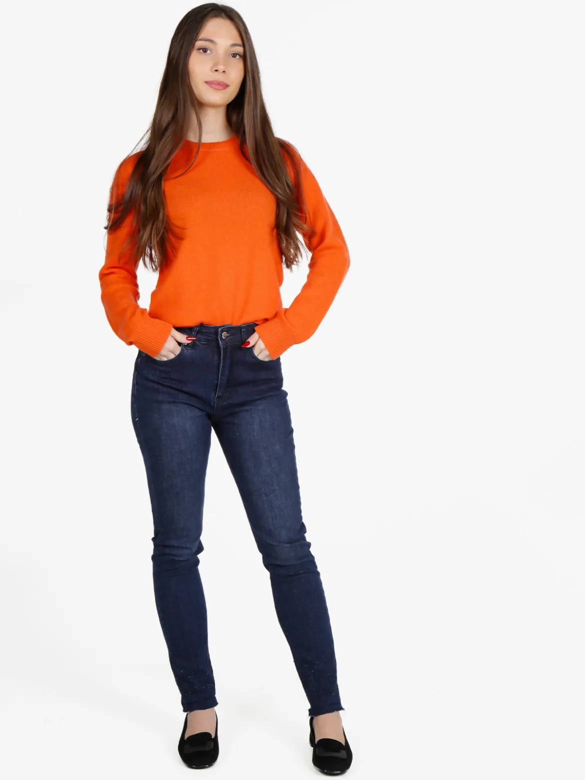 Mimoii Maglione girocollo da donna in misto lana e cashemere