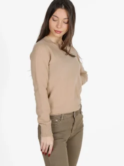 Mimoii Maglione girocollo da donna in misto lana e cashemere