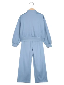 Miss Bellina Completo 3 pezzi da bambina con strass e zip - azzurro