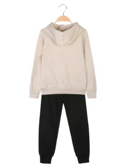 Miss Bellina Completo tuta 2 pezzi da bambina con cappuccio e stampe - beige
