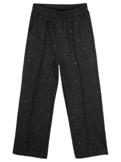Miss Bellina Pantaloni da bambina a gamba larga con strass - nero