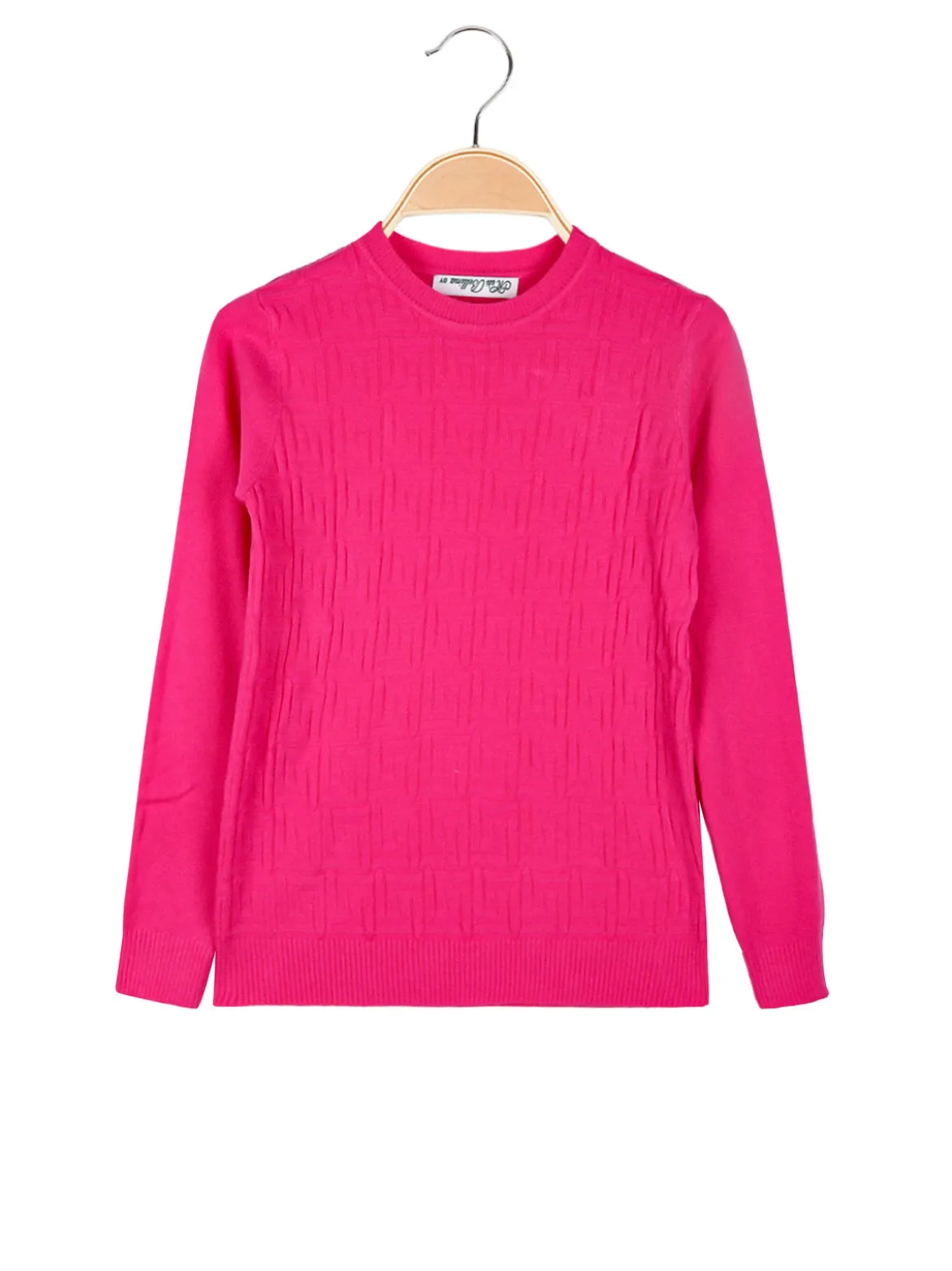 Miss Bellina Pullover girocollo da bambina in maglia - fucsia