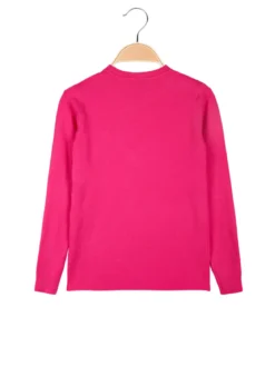 Miss Bellina Pullover girocollo da bambina in maglia - fucsia