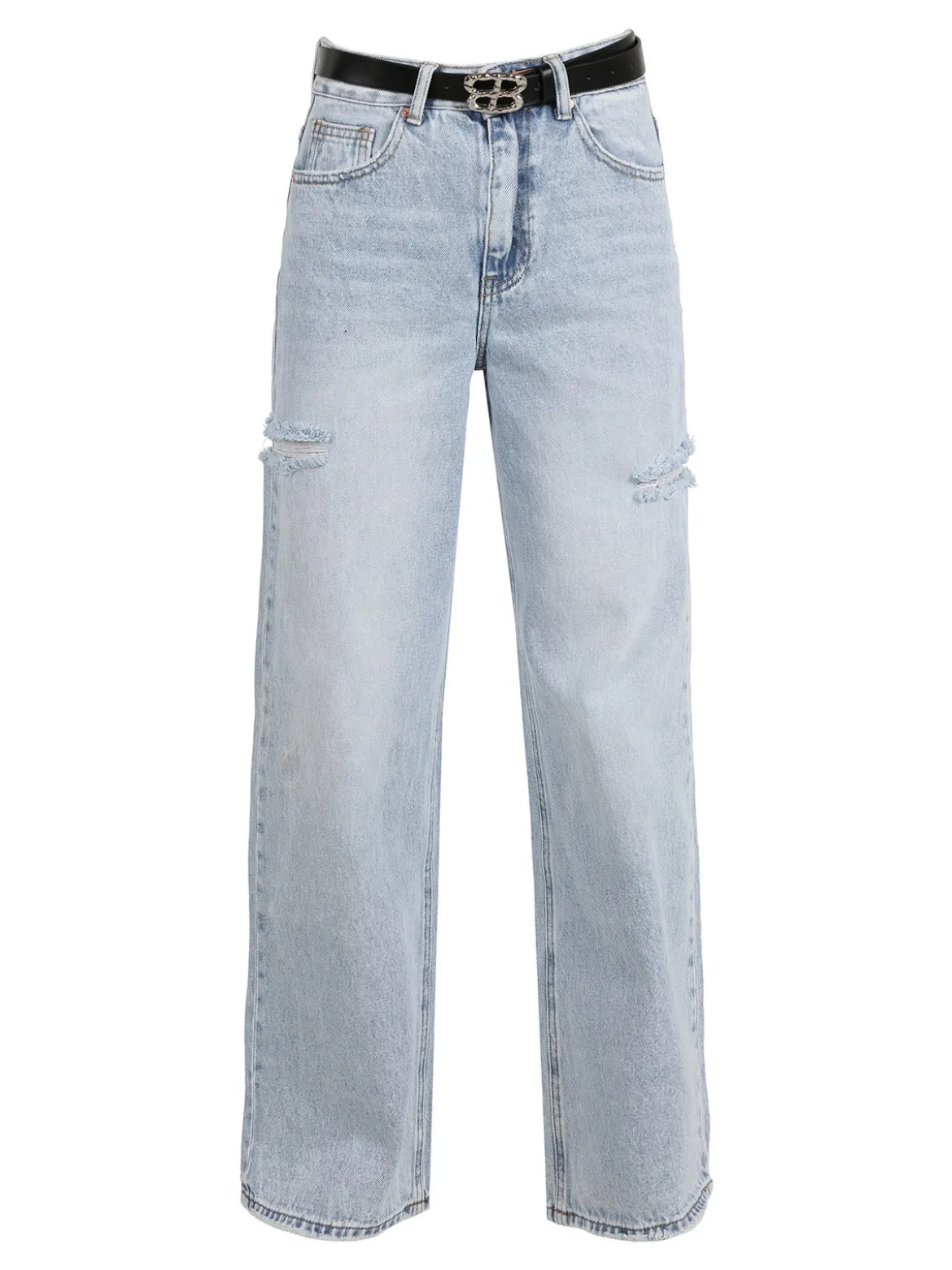 Miss Bonbon Jeans donna a vita alta con strappi laterali