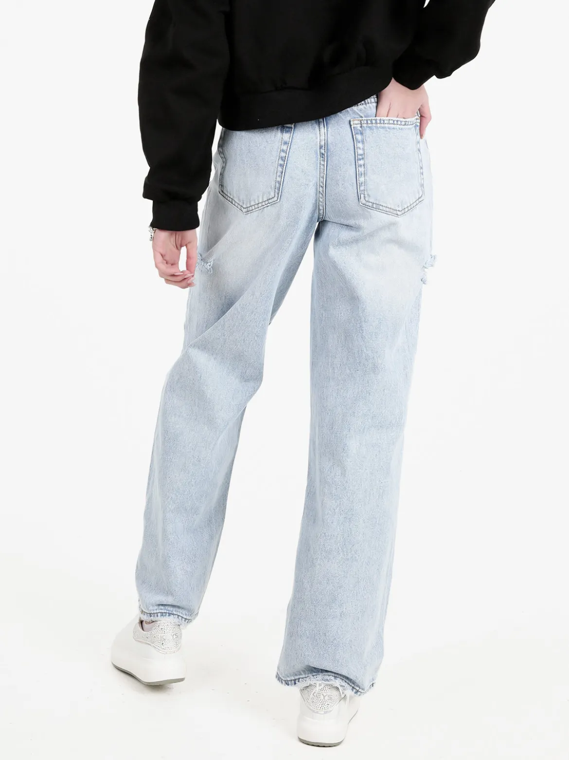 Miss Bonbon Jeans donna a vita alta con strappi laterali