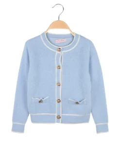 Miss Brum Cardigan da bambina in ecopelo con bottoni