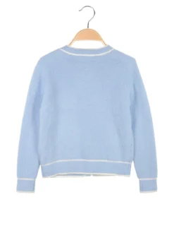 Miss Brum Cardigan da bambina in ecopelo con bottoni