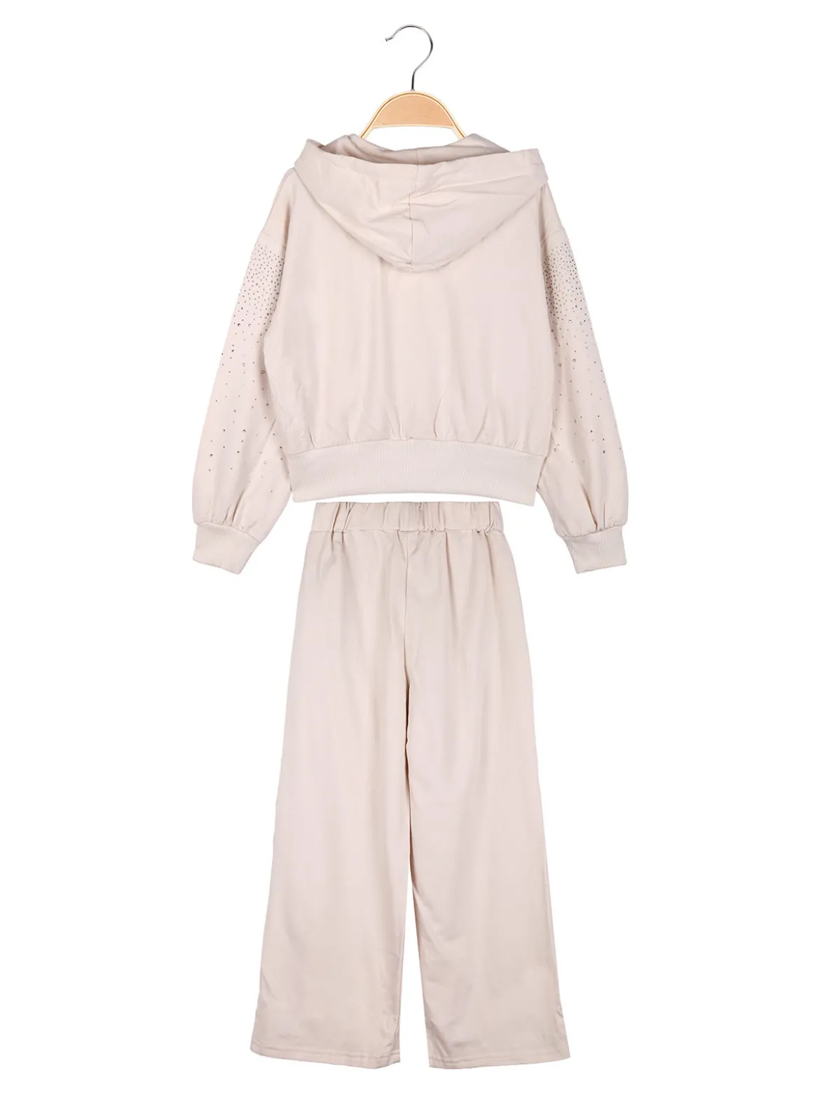 Miss Brum Completo tuta 2 pezzi da bambina con perle e strass - beige