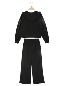 Miss Brum Completo tuta 2 pezzi da bambina con perle e strass - nero