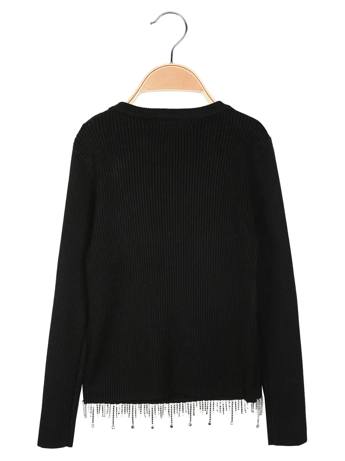 Miss Brum Pullover da bambina in maglia con cascata di strass sul finale