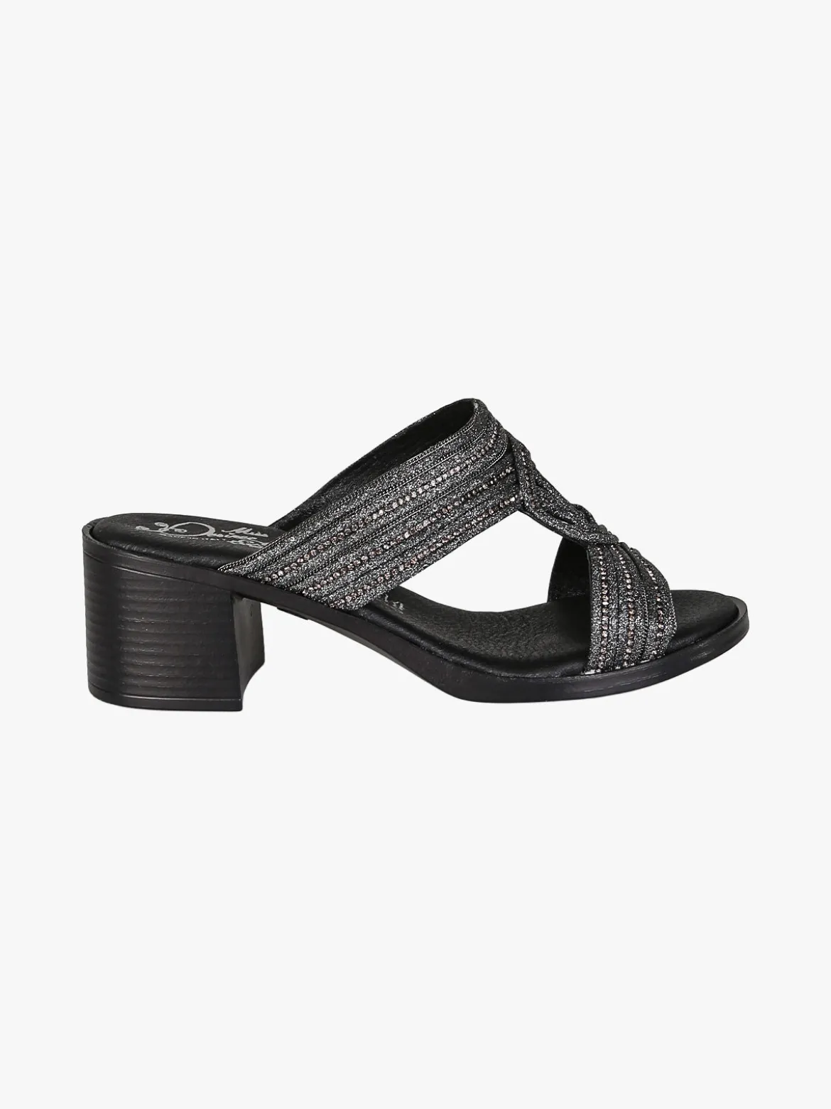 Miss Desiree Ciabatte donna con strass e tacco largo - nero