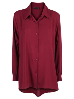 Miss E Co Camicia donna a maniche lunghe linea curvy - bordeaux