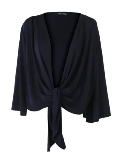 Miss E Co Coprispalle donna annodato con maniche corte a campana linea curvy - blu scuro