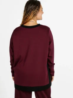 Miss E Co Maglia donna girocollo bicolore linea curvy - bordeaux