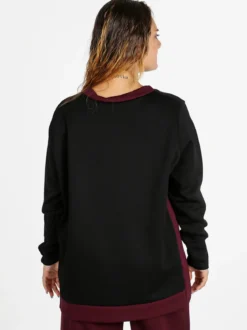 Miss E Co Maglia donna girocollo bicolore linea curvy - nero