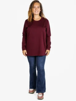 Miss E Co Maglia donna girocollo linea curvy - bordeaux