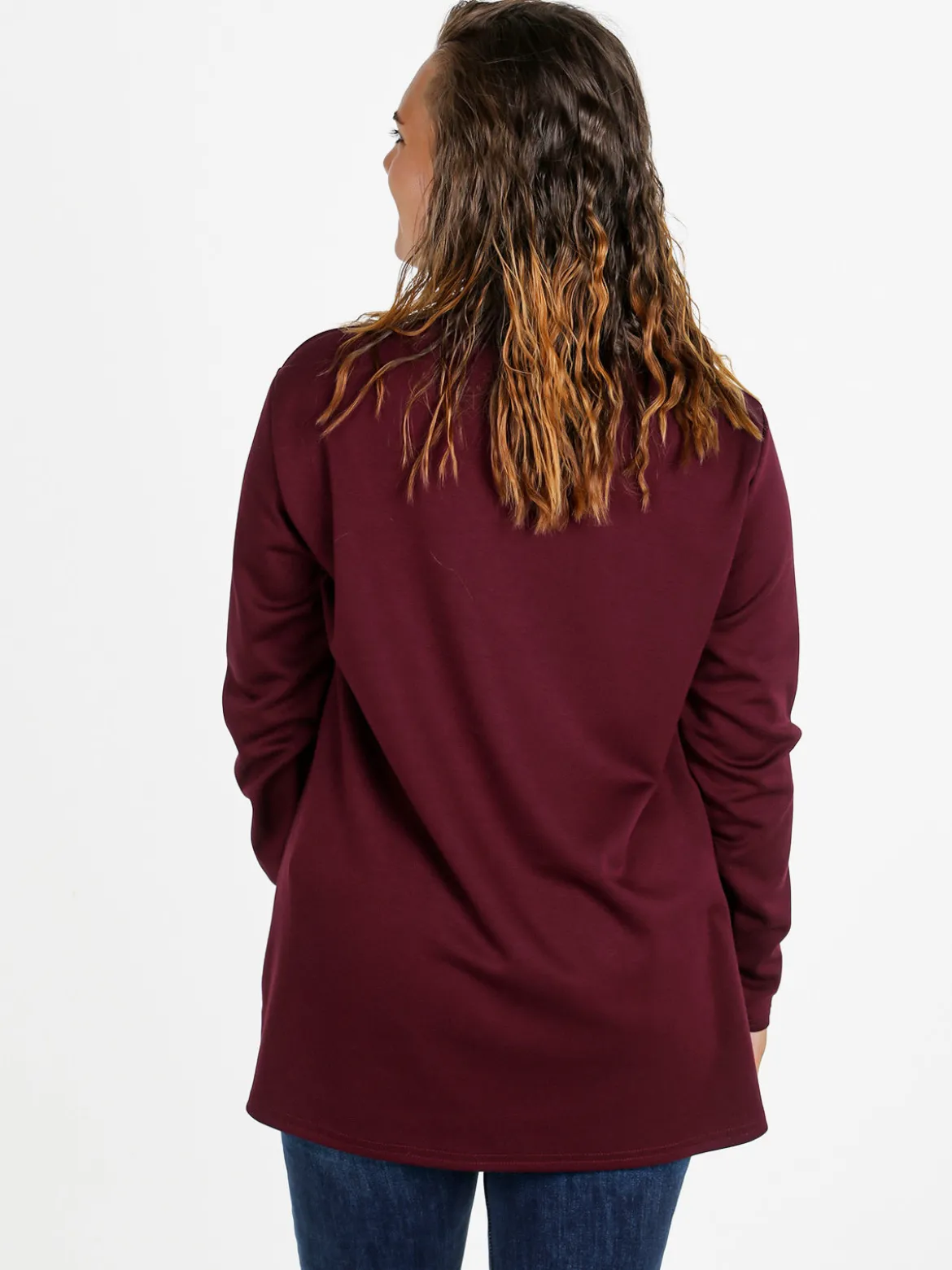 Miss E Co Maglia donna girocollo linea curvy - bordeaux