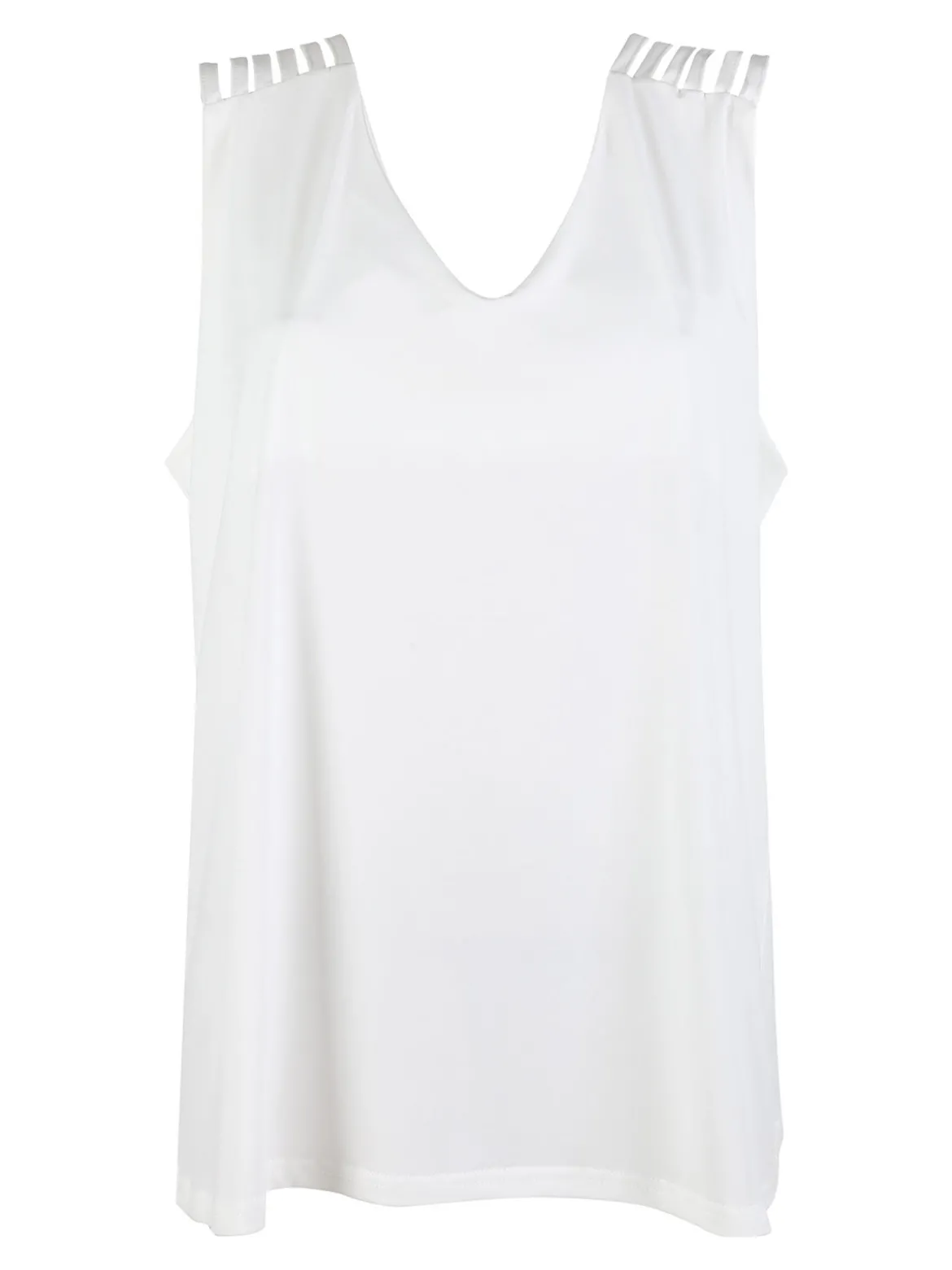 Miss E Co Top donna smanicato con scollo a V linea curvy