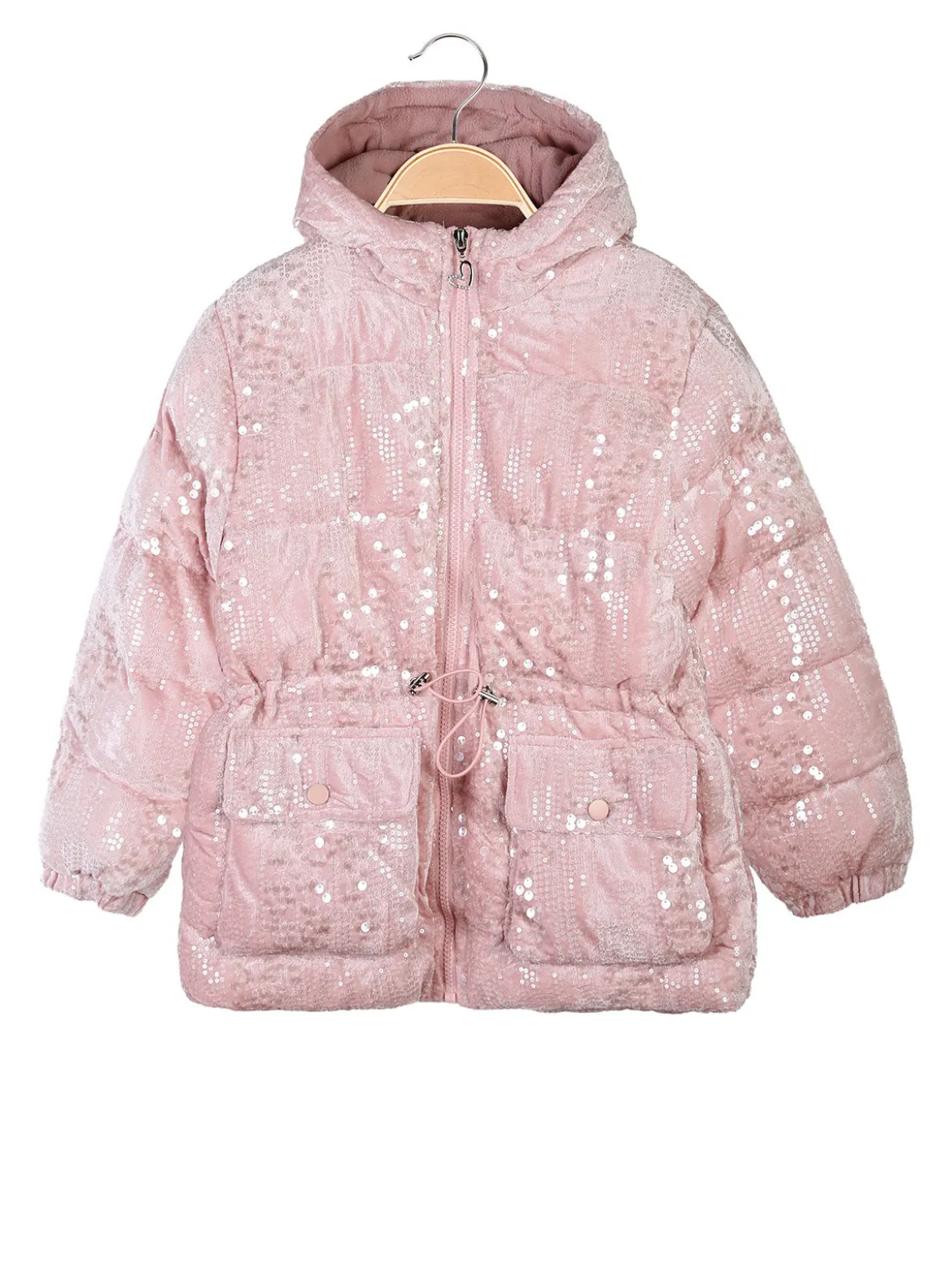 Miss & Girls Giubbotto da bambina con paillettes e cappuccio - rosa