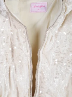 Miss & Girls Giubbotto da bambina con paillettes e cappuccio - beige