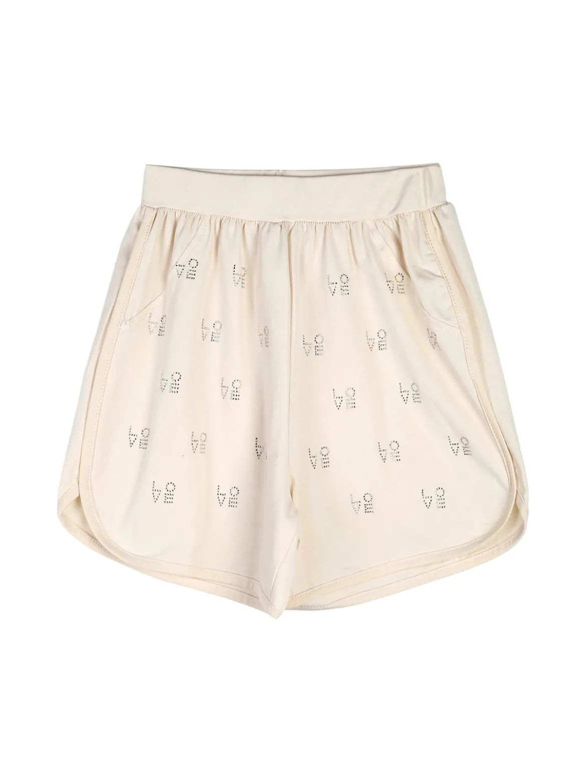 Miss Image Completo corto da bambina in cotone con t-shirt e shorts - beige