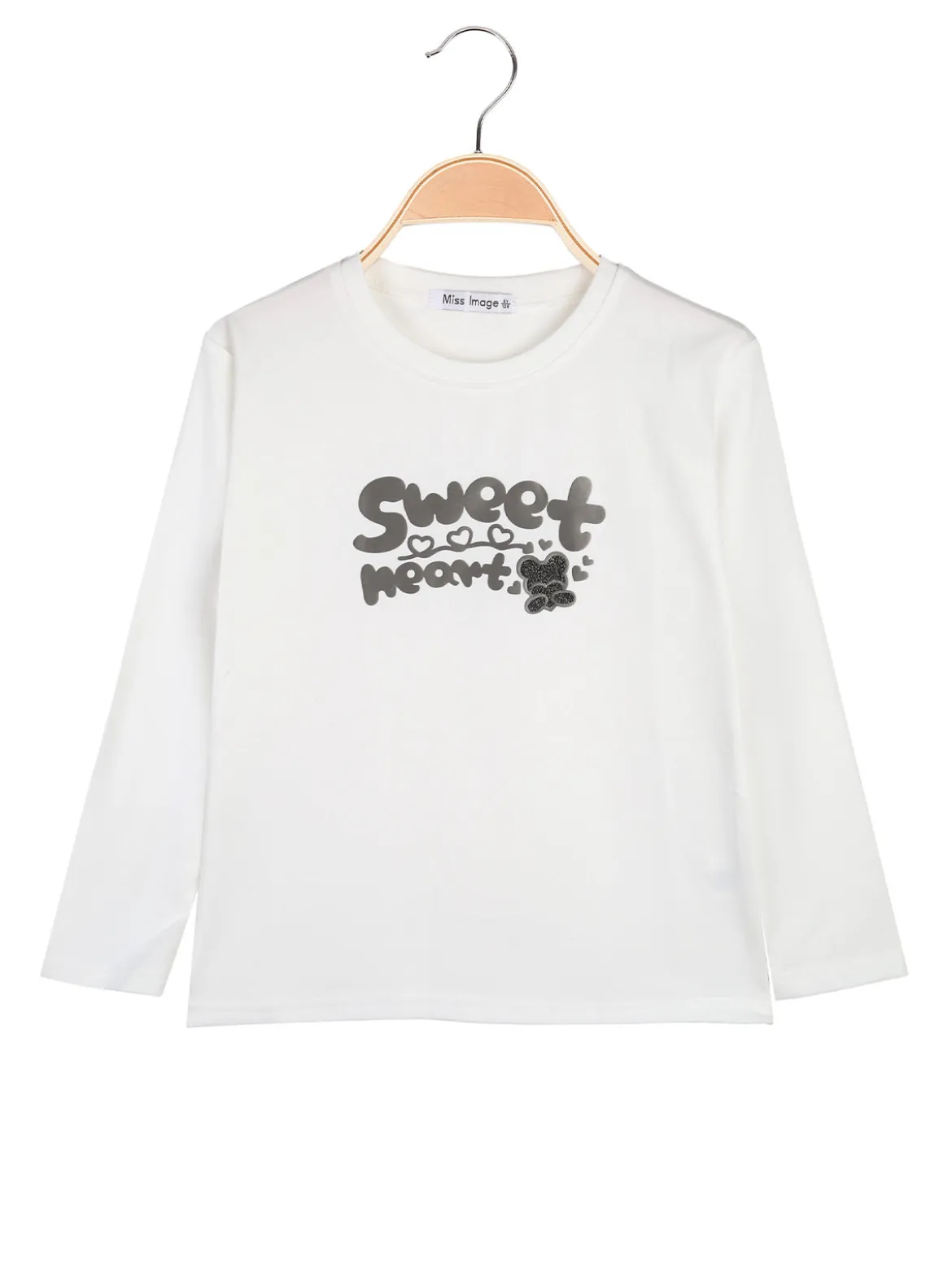 Miss Image T-shirt da bambina a maniche lunghe con stampa - bianco