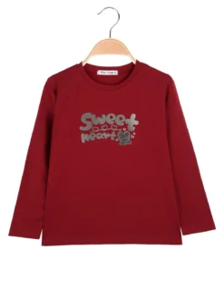 Miss Image T-shirt da bambina a maniche lunghe con stampa - bordeaux